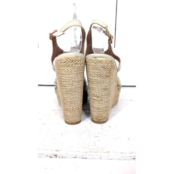 90s Lucky Brand  open toe high platform crochet wedge espadrille sandals - Picture 6 of 9
